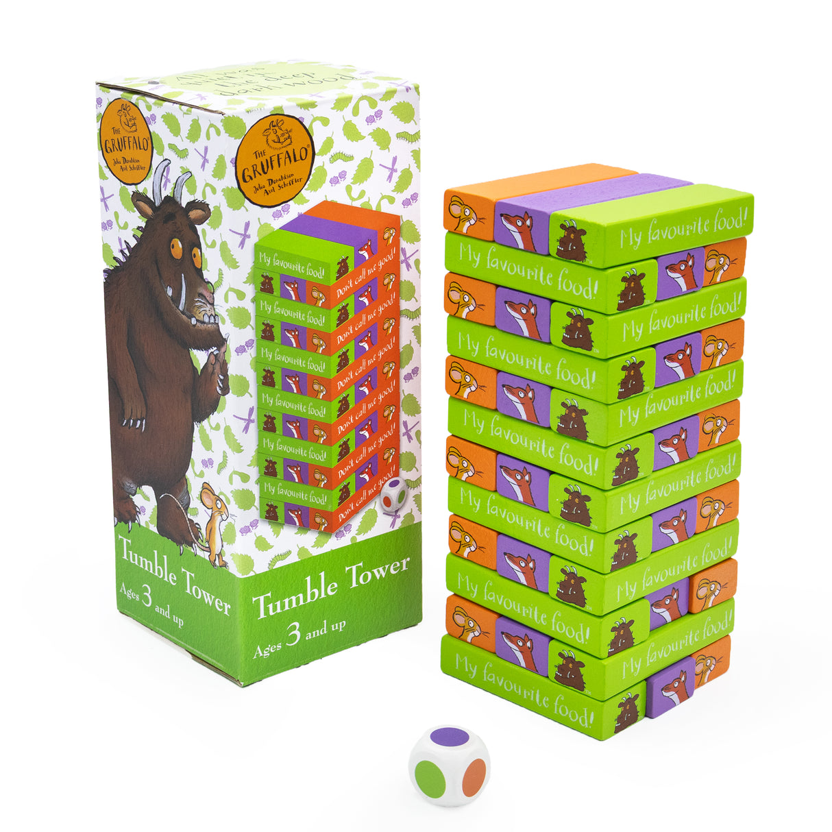 The Gruffalo Tumble Tower Game - Wooden Stacking Set With Dice
