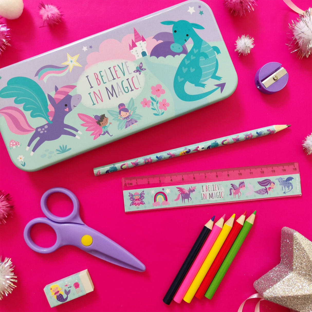 Magical Creatures Children’s Stationery Tin Set