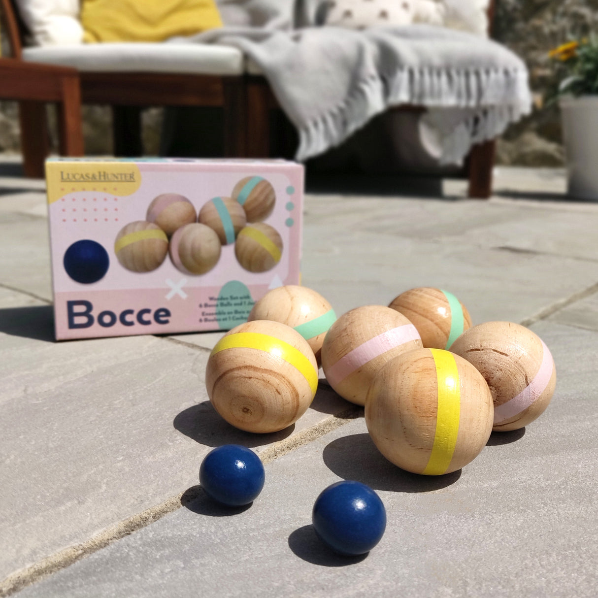 Traditional Bocce Game - Wooden Garden Bowls Set