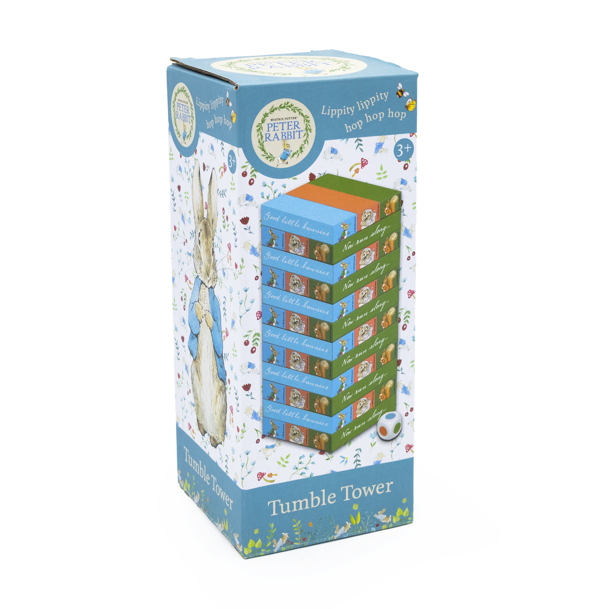 Peter Rabbit Tumble Tower Game - Wooden Stacking Set With Dice