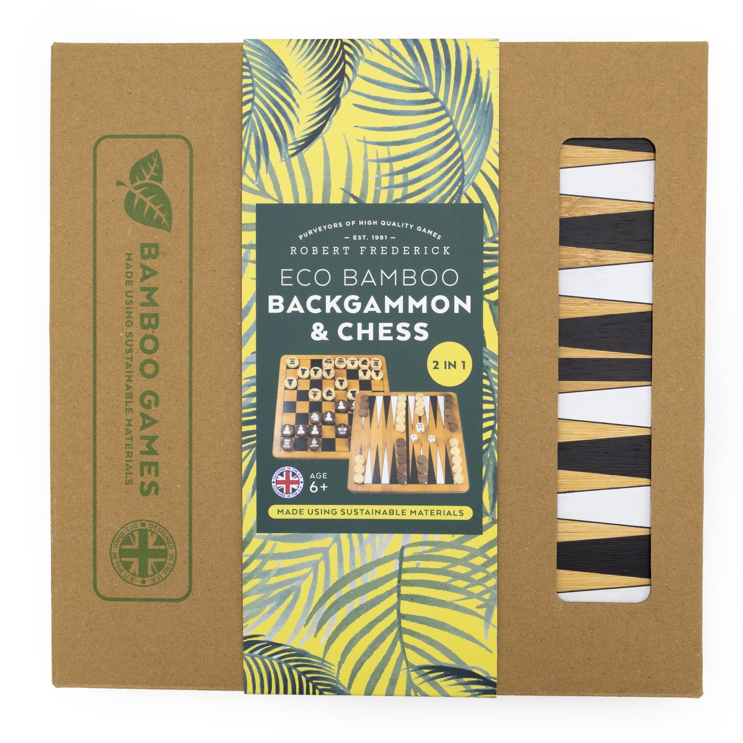 Bamboo Backgammon & Chess Double Set - Made Using Sustainable Materials