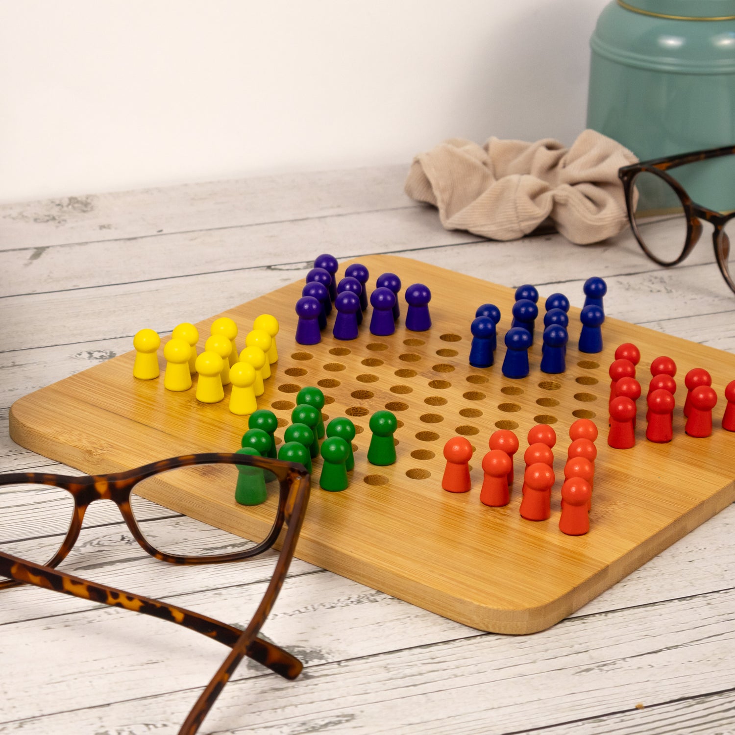 Bamboo Chinese Chequers & Ludo Double Set - Made Using Sustainable Materials