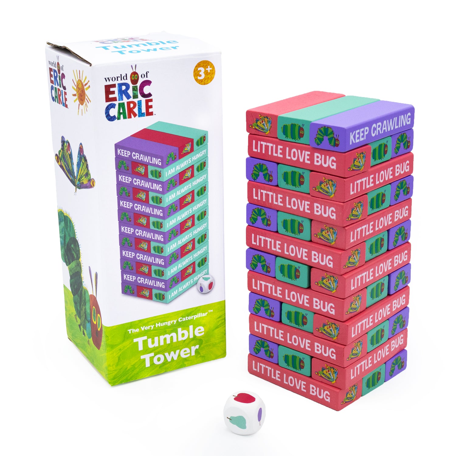 The Very Hungry Caterpillar Tumble Tower Game - Wooden Stacking Set With Dice