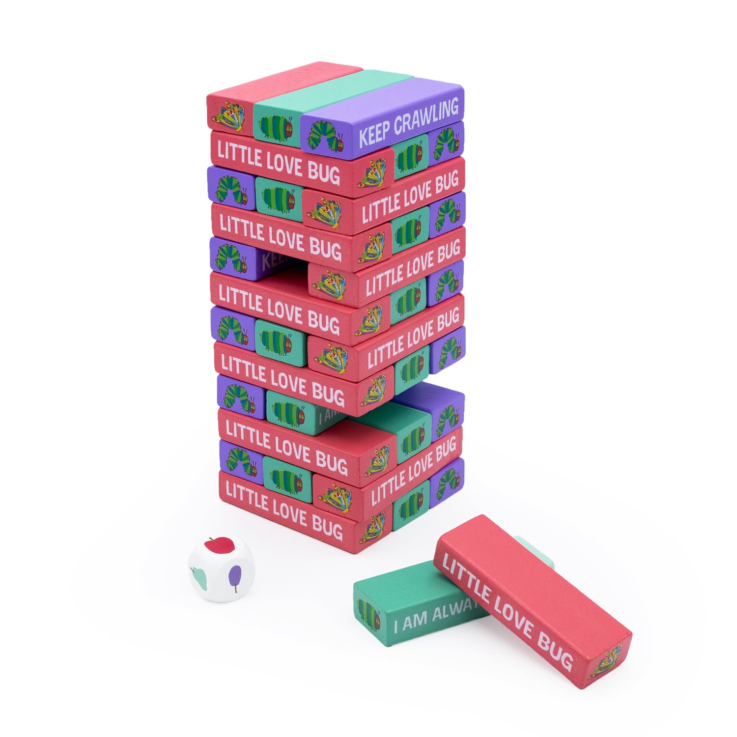 The Very Hungry Caterpillar Tumble Tower Game - Wooden Stacking Set With Dice