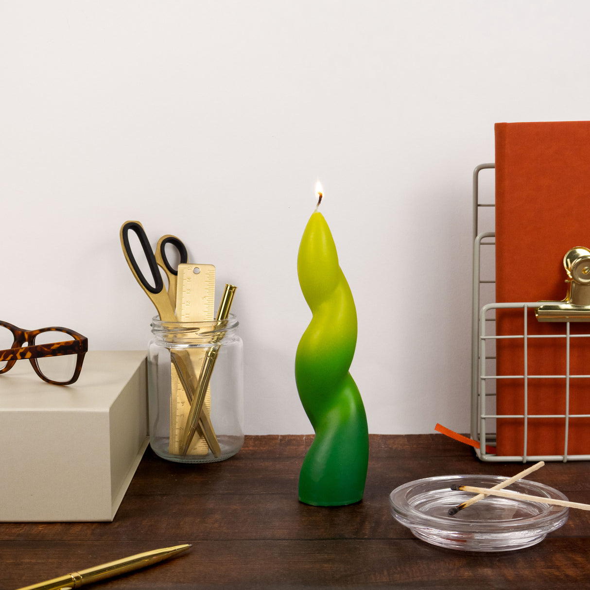 Elysian Twisted Design Table Candle In Gift Box