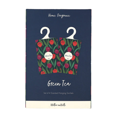 Willow and Belle Scented Hanging Sachet - Set of 4 Green Tea - Tulips Design