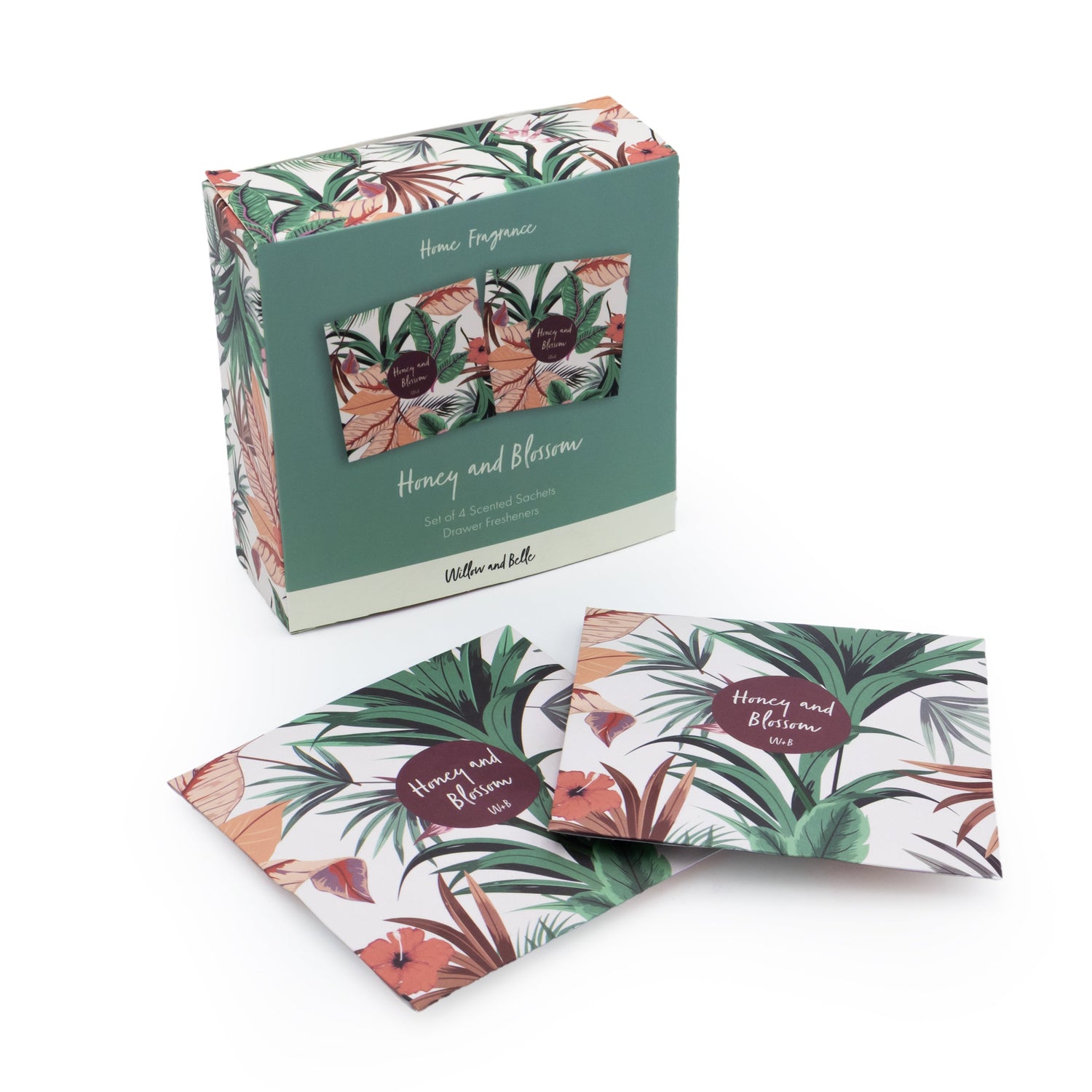 Willow and Belle Scented Sachet - Set of 4 Honey and Blossom - Tropical Design