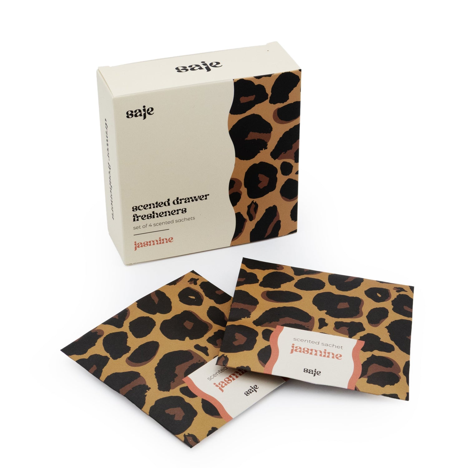 Saje Scented Sachet - Set of 4 Jasmine - Leopard Print Design