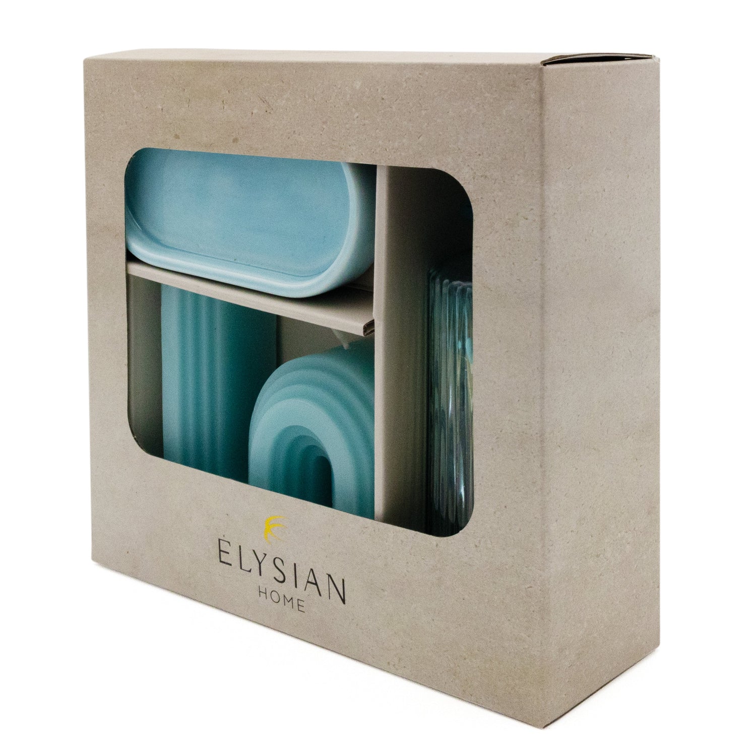 Elysian Wiggle Candle With Ceramic Tray & Matches In Glass Jar