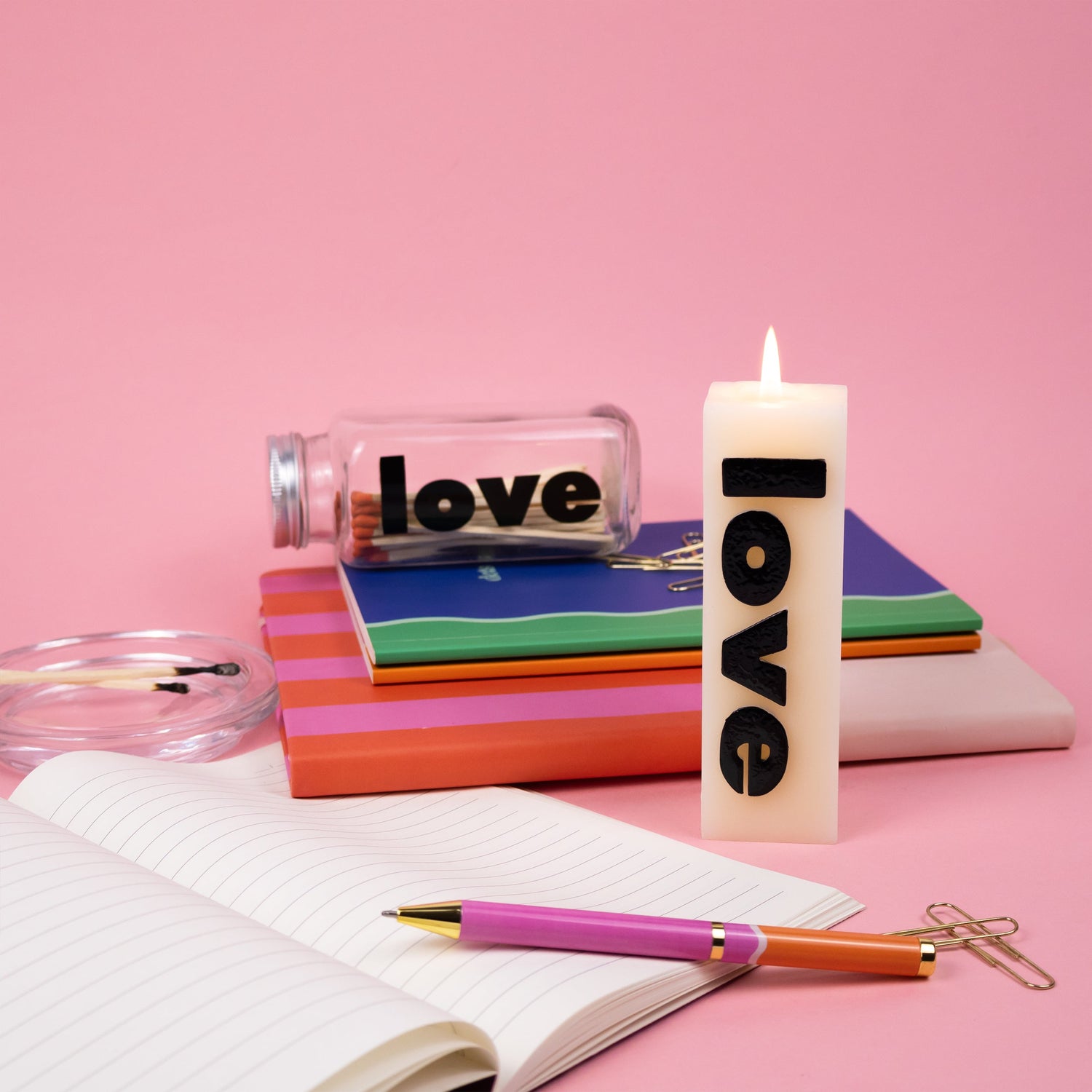Saje Love Candle and Matches In Glass Jar
