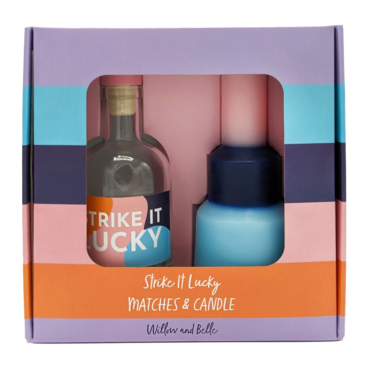 Willow and Belle Colour Block Pillar Candle & Matches in Glass Jar