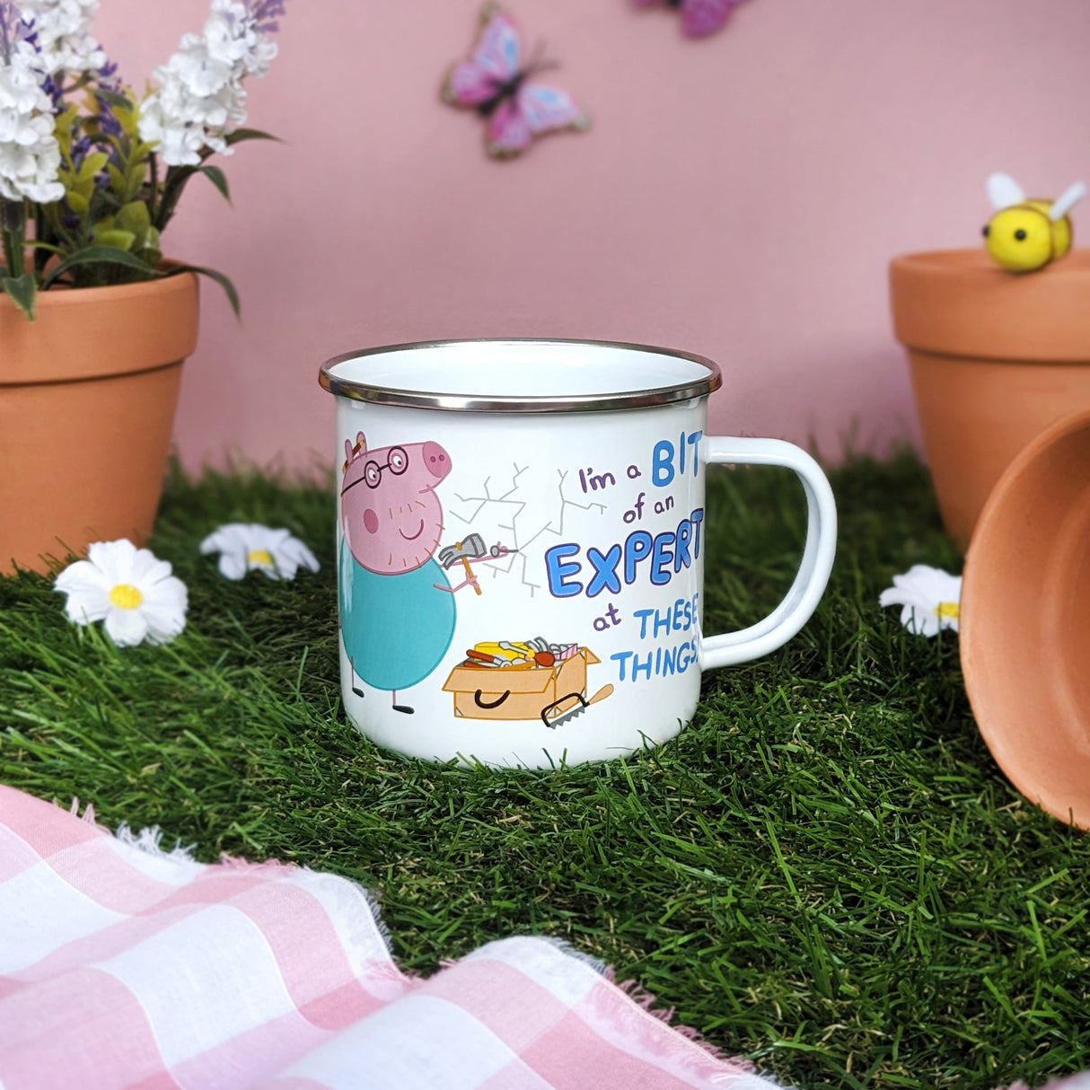 Peppa Pig Enamel Mug - Daddy Loves Chocolate Cake Design