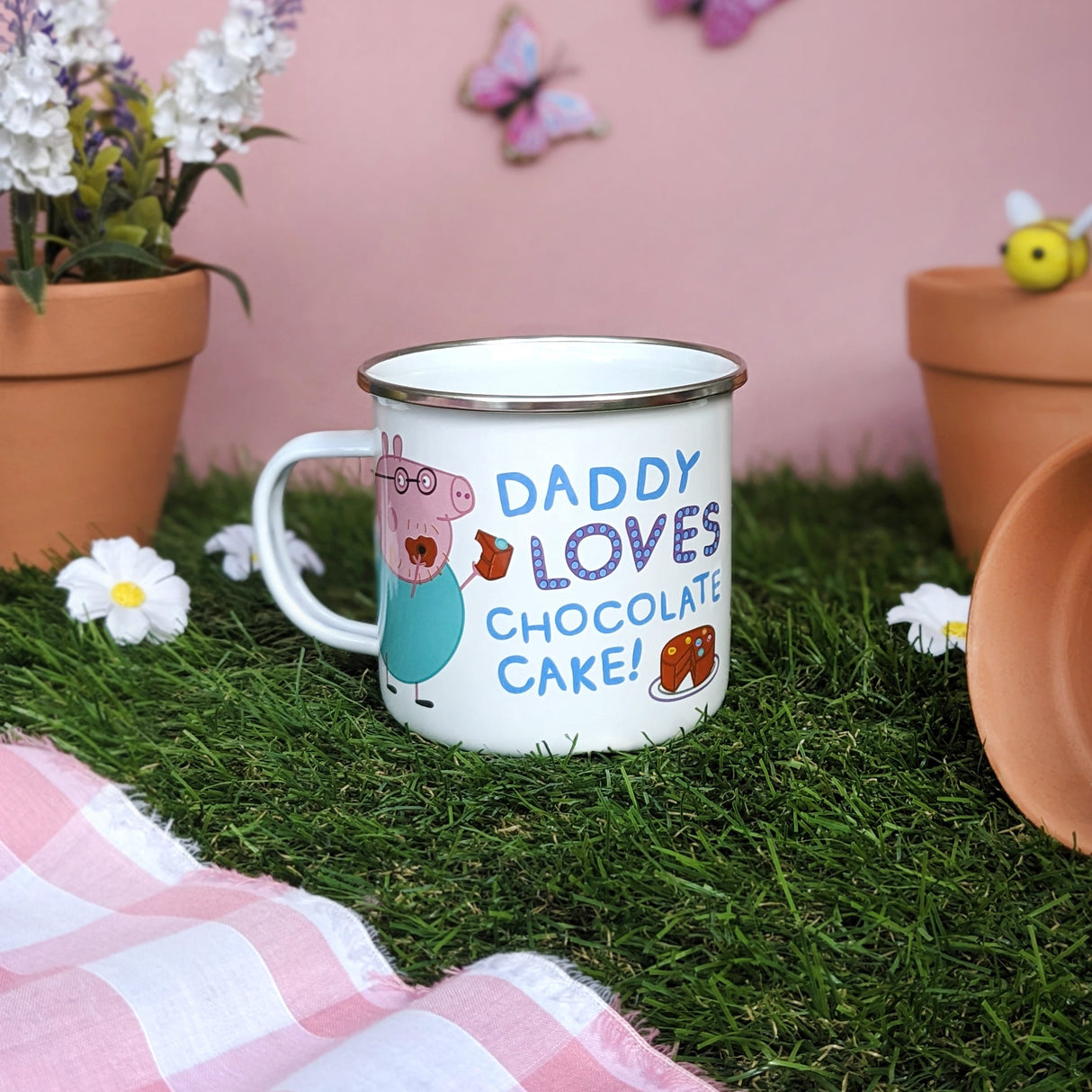 Peppa Pig Enamel Mug - Daddy Loves Chocolate Cake Design