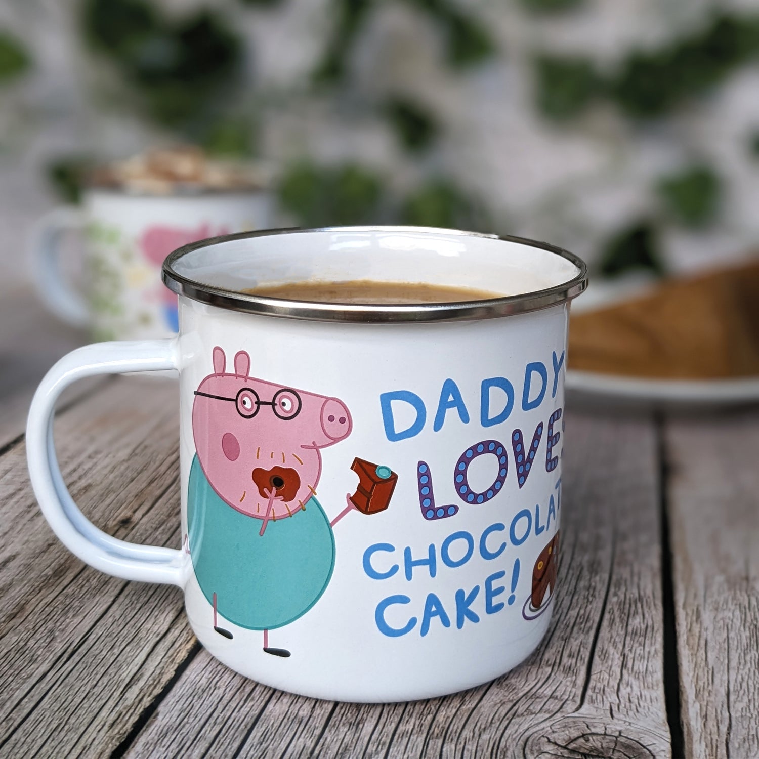 Peppa Pig Enamel Mug - Daddy Loves Chocolate Cake Design