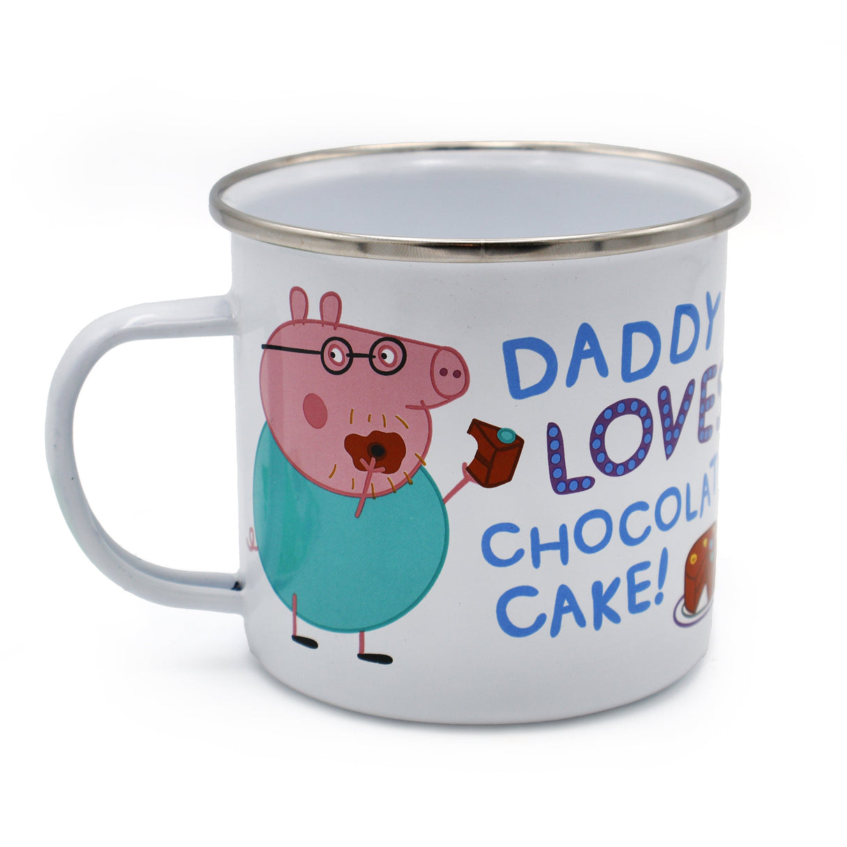 Peppa Pig Enamel Mug - Daddy Loves Chocolate Cake Design