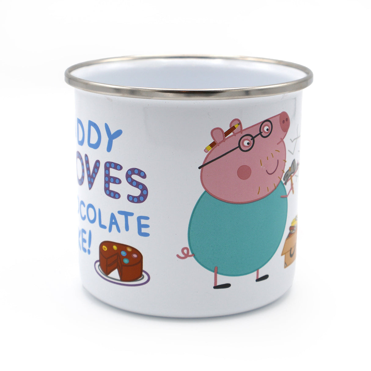 Peppa Pig Enamel Mug - Daddy Loves Chocolate Cake Design