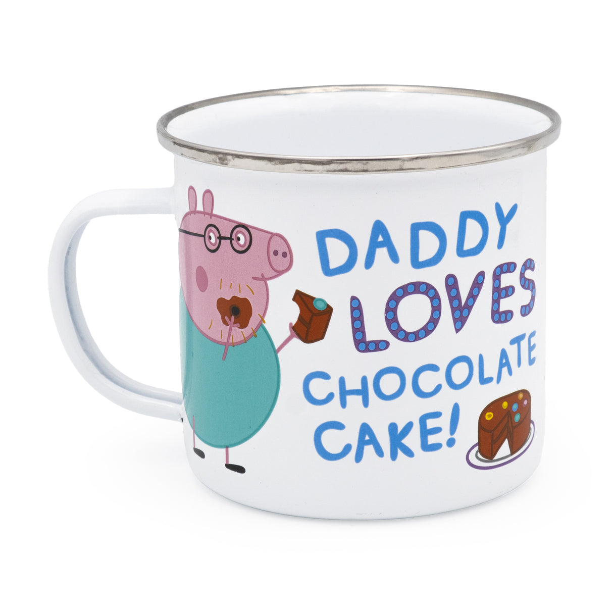 Peppa Pig Enamel Mug - Daddy Loves Chocolate Cake Design
