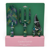 Orange Grove Fork, Trowel and Secateurs Garden Tool Set - William Morris Larkspur Design