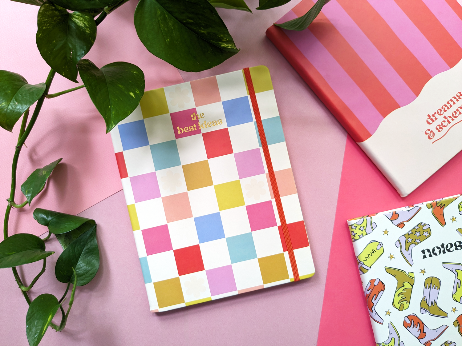 Saje Journal Notebook - Rainbow Check B5 Design