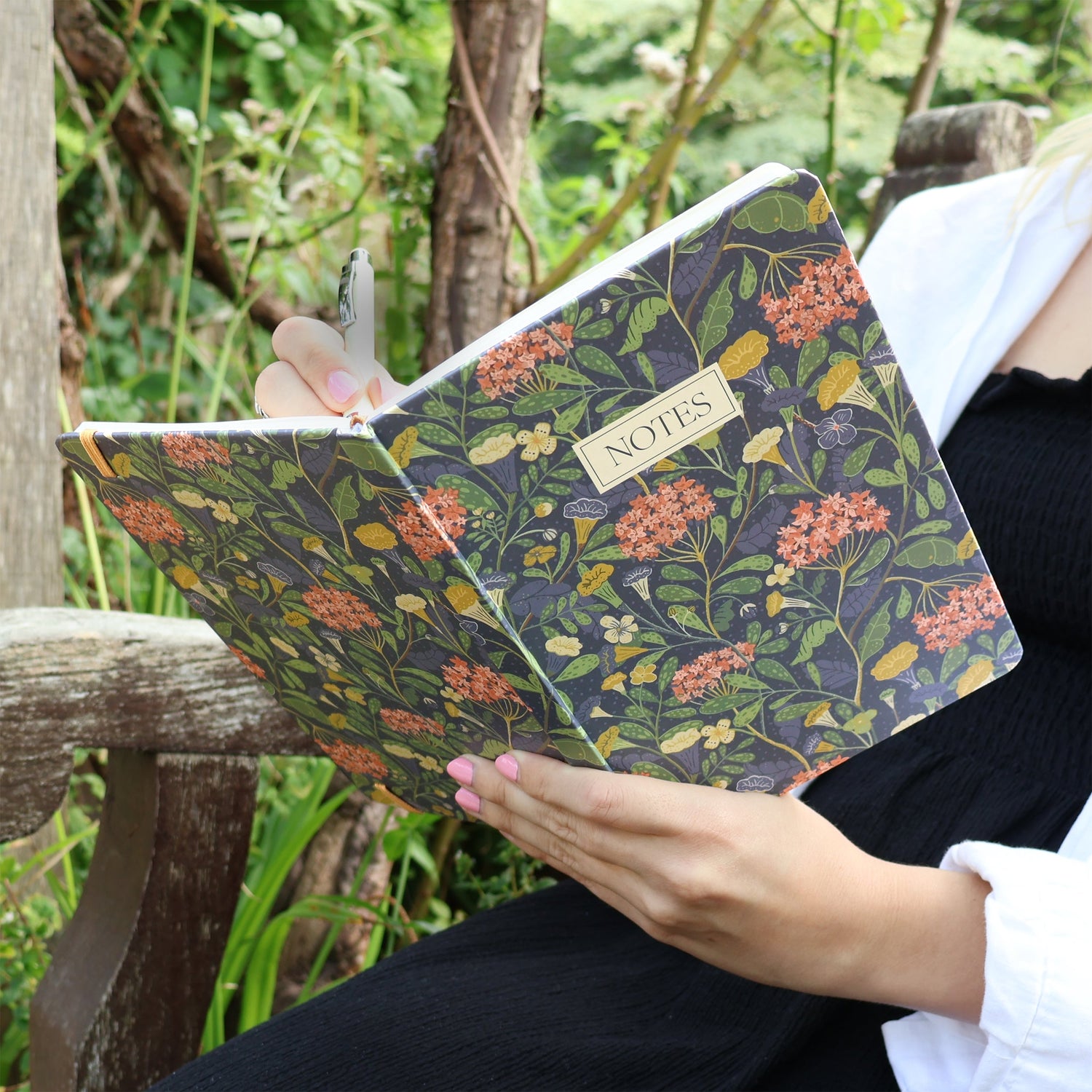 Journal Notebook – Charcoal and Ochre Florals A5 Design