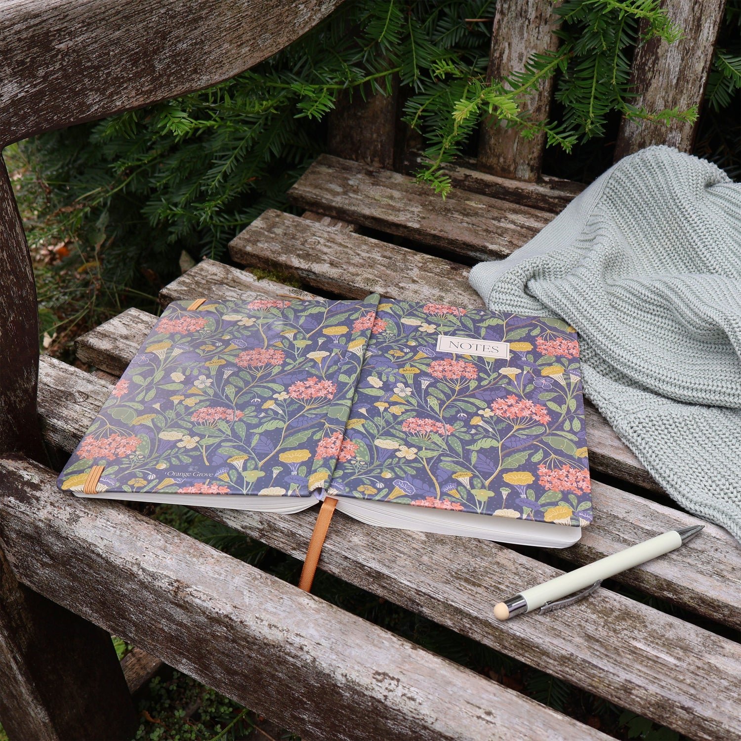 Journal Notebook – Charcoal and Ochre Florals A5 Design