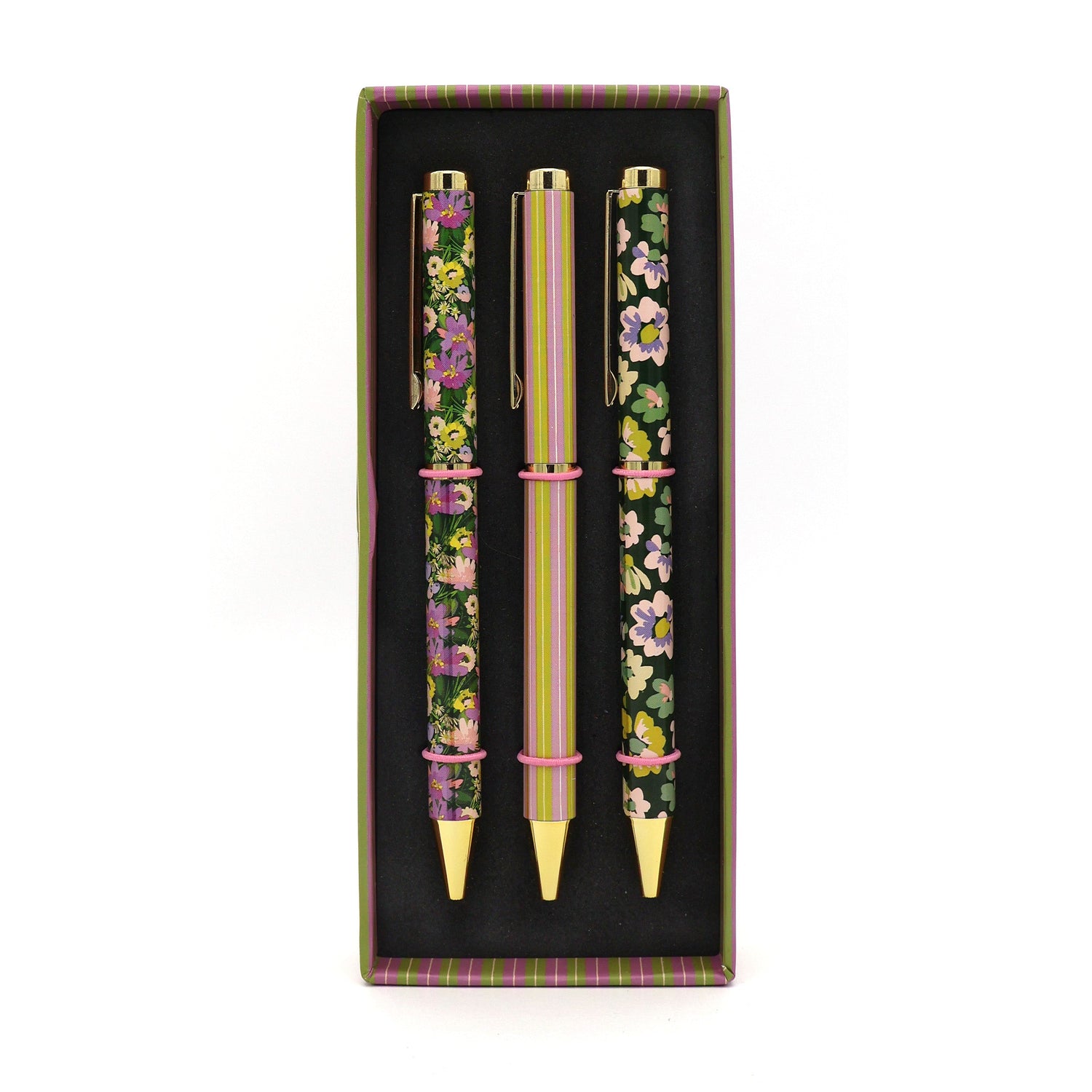 Willow and Belle Mixed Design Ballpoint Pens in Gift Box – Set of 3 Pens