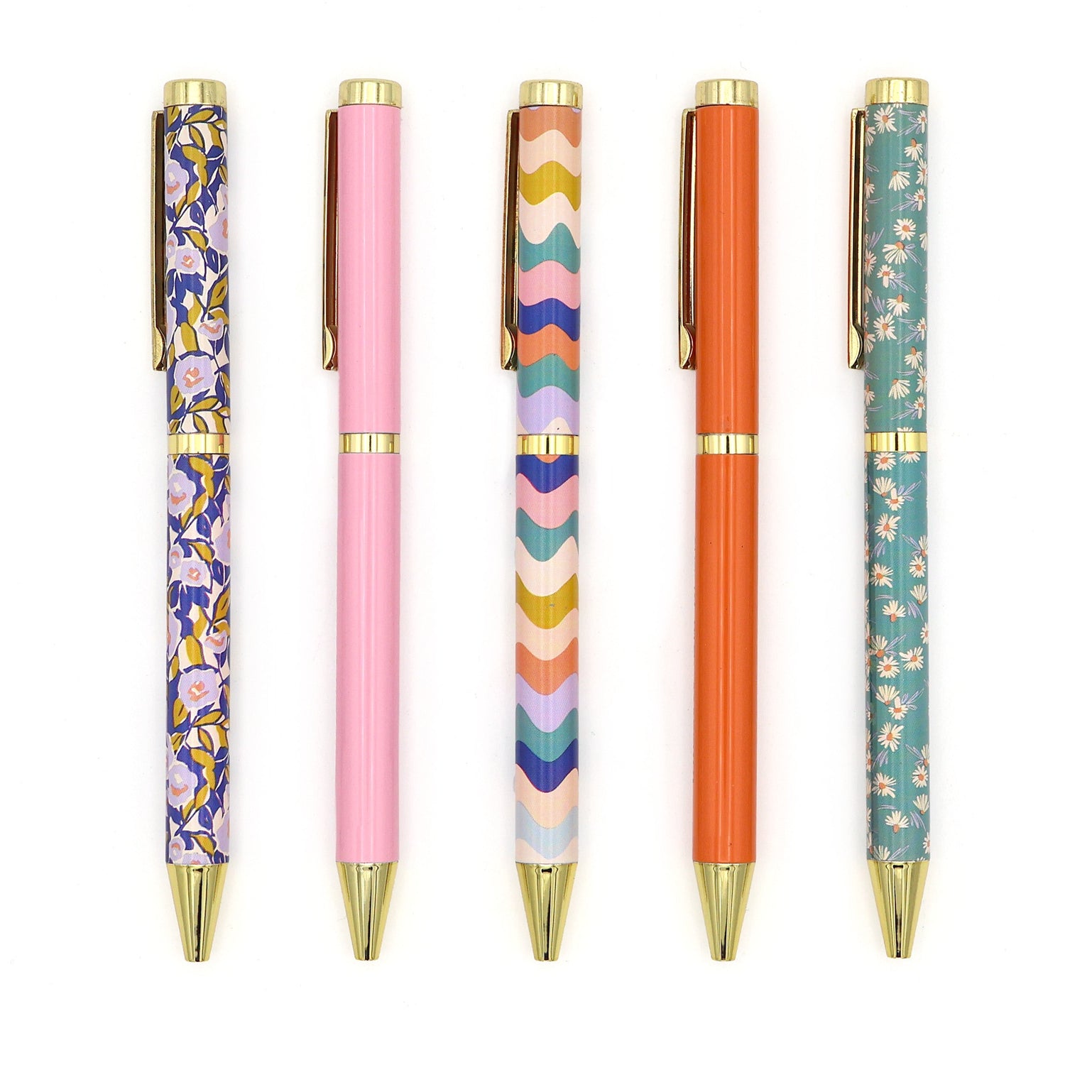 Willow and Belle Mixed Design Ballpoint Pens in Gift Box – Set of 5 Pens