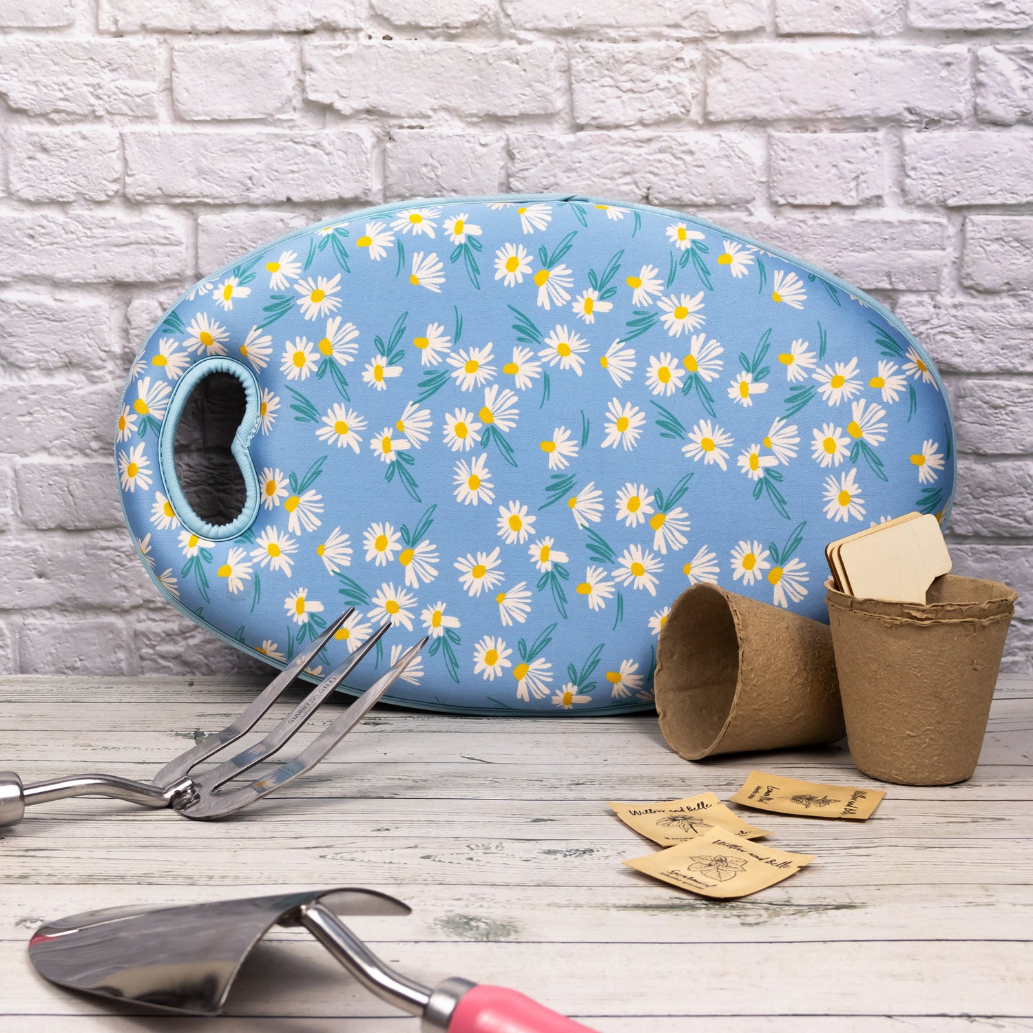 Willow and Belle Garden Kneeler - Daisy Blue Design - Padded Memory Foam