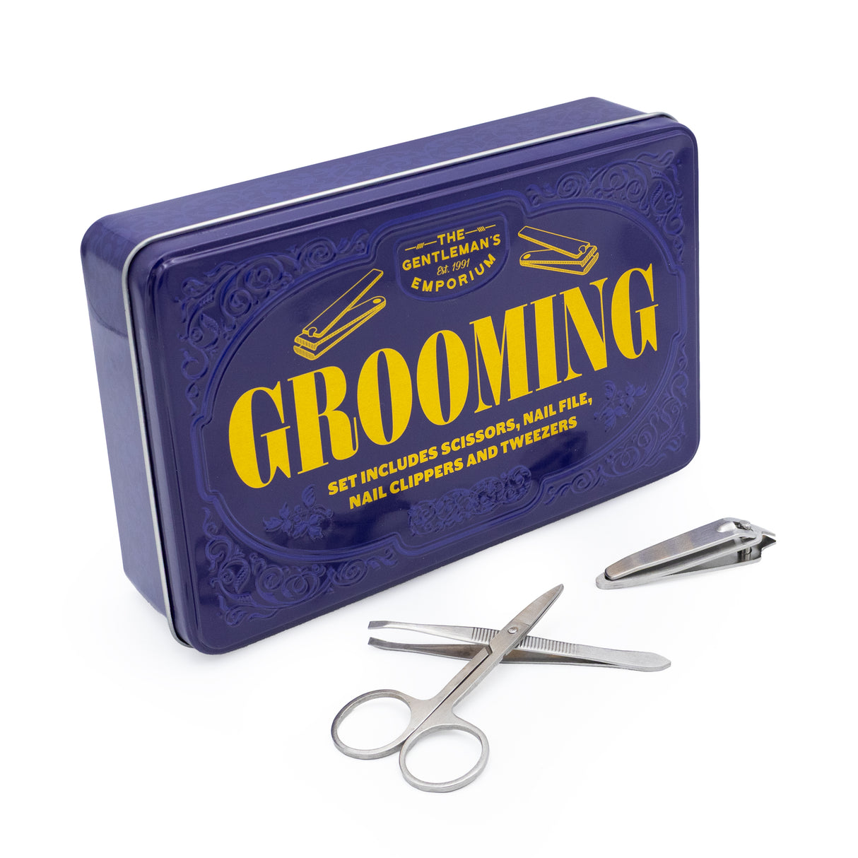 The Gentleman’s Emporium Grooming Kit – Nail Care Set in Retro Tin