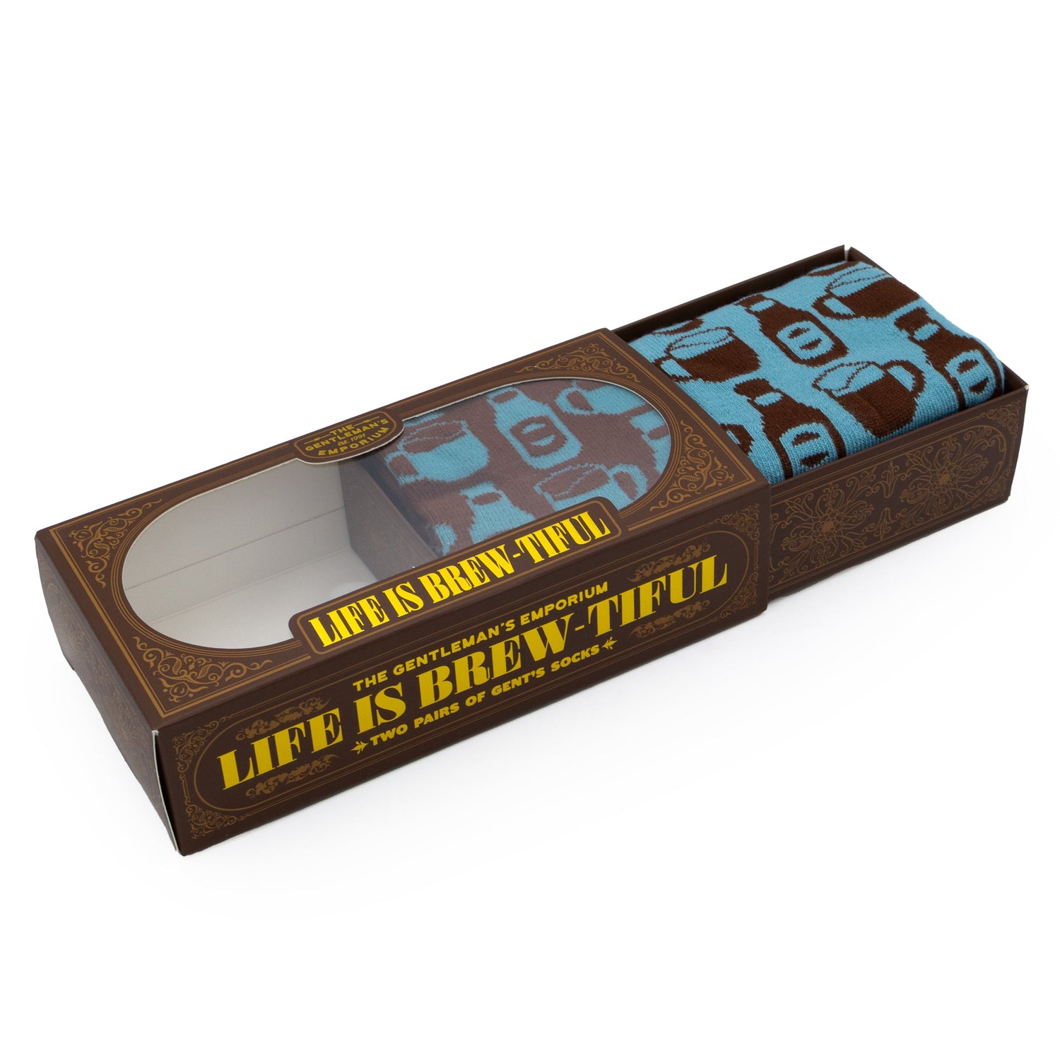 The Gentleman’s Emporium “Life is Brew-Tiful” Socks – 2 Pair Gift Set