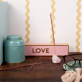 Love Incense and Crystal Holder - Rose & Patchouli Scent with Rose Quartz Crystal