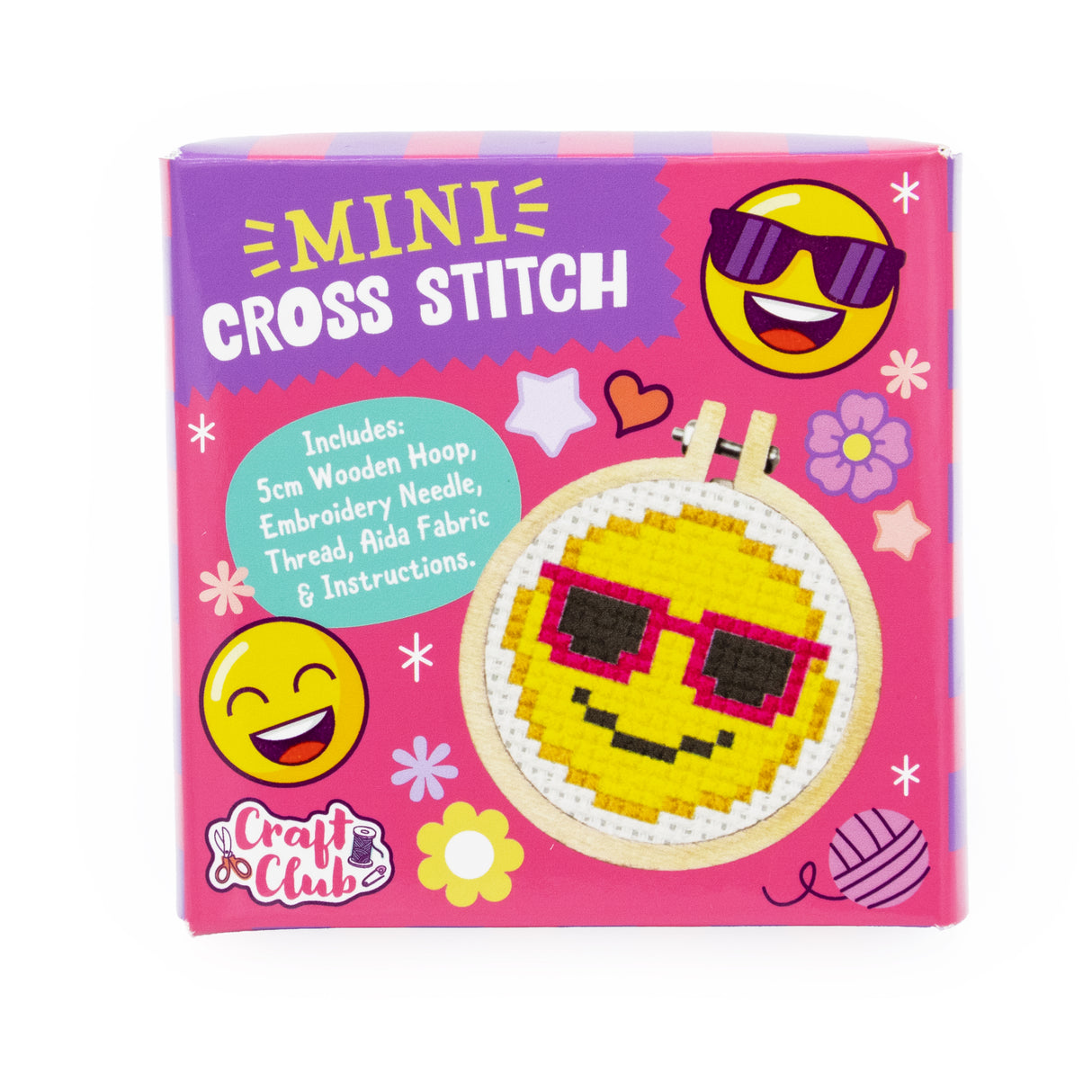 CRAFT CLUB - MINI CROSS STITCH KIT - SMILEY SHADES