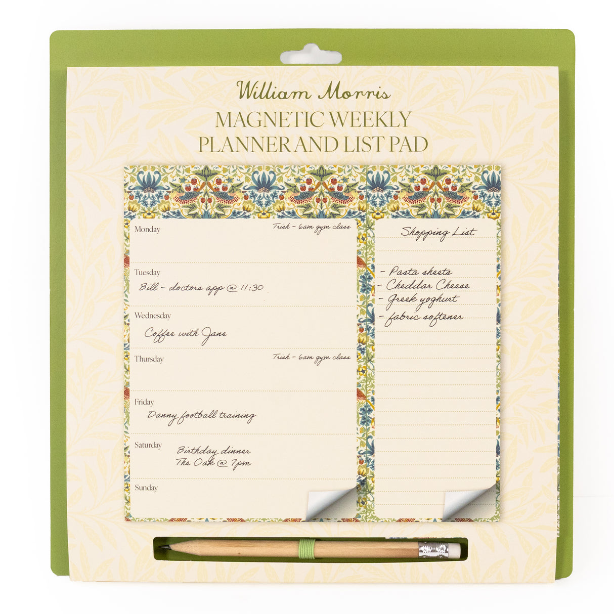 Magnetic Weekly Planner - William Morris Strawberry Thief Design