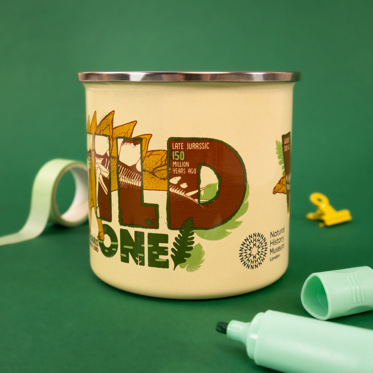 Natural History Museum Enamel Mug - Dinosaur Design