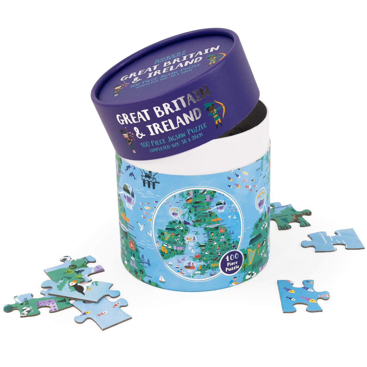 Great Britain & Ireland Jigsaw - 100 Piece Puzzle in a Gift-Ready Tube
