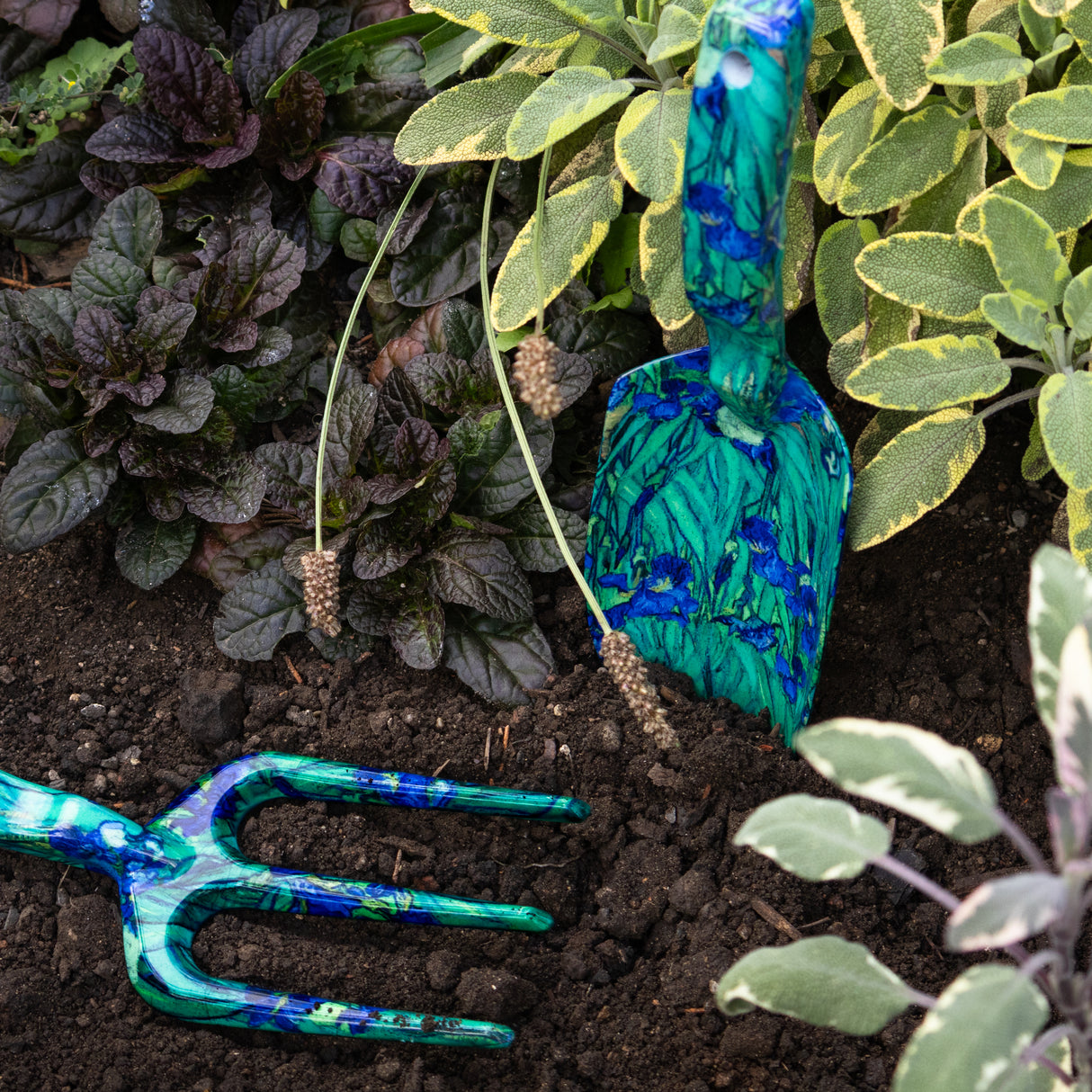 Fork and Trowel Garden Tool Set - Van Gogh's Irises Design
