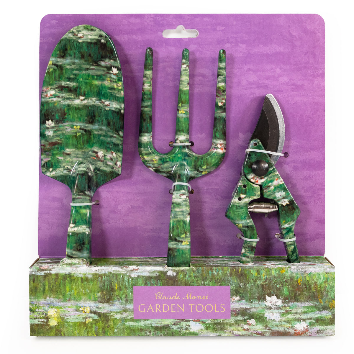Fork, Trowel and Secateurs Garden Tool Set - Monet's The Japanese Footbridge Design